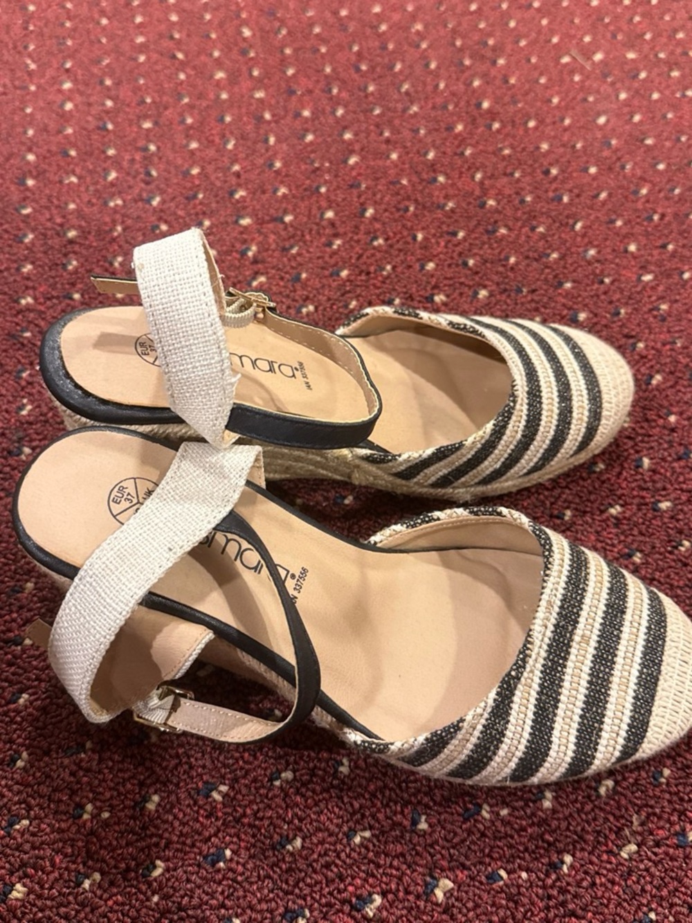 Amalfi Black & Cream Striped Espadrille Slingbacks